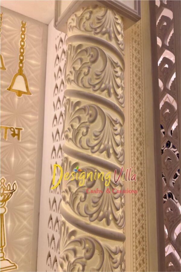 Khatu Shyam Customize Corian Mandir with Light and round pillar 5- designingvilla