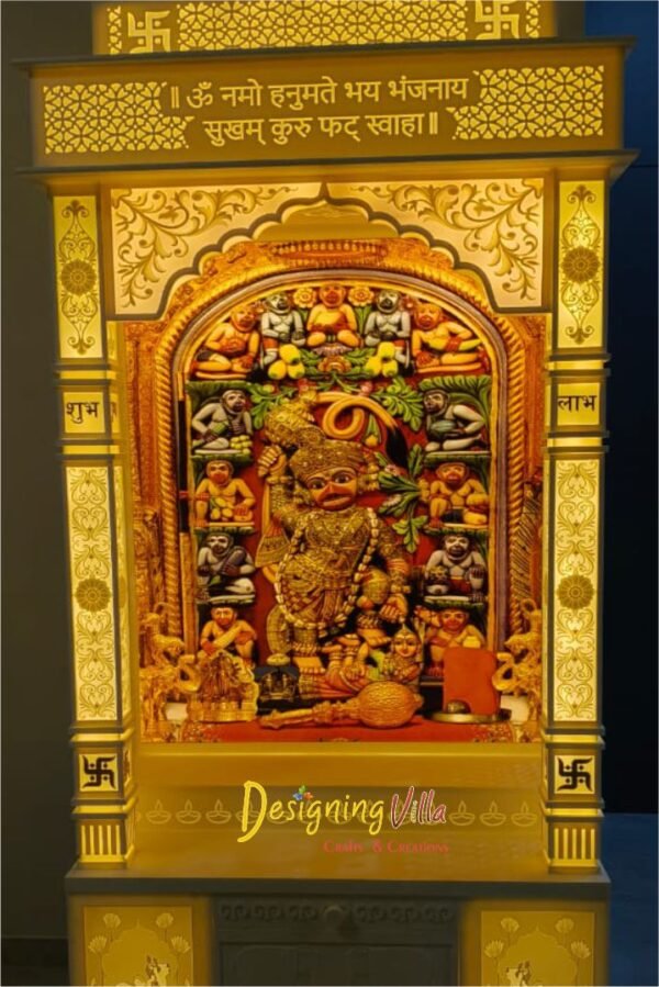 Designer Custom Corian Mandir with Light 3- designingvilla.com
