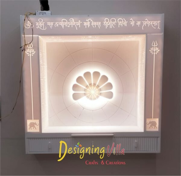 Small Luxury Corian Mandir with Light 1- designingvilla.com