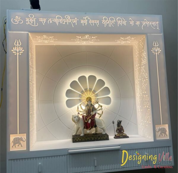 Small Luxury Corian Mandir with Light 2- designingvilla.com