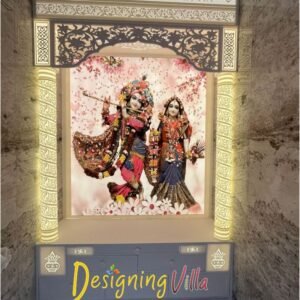 Colorful Radha Krishna Korian Marble Temple with Light 2- designingvilla